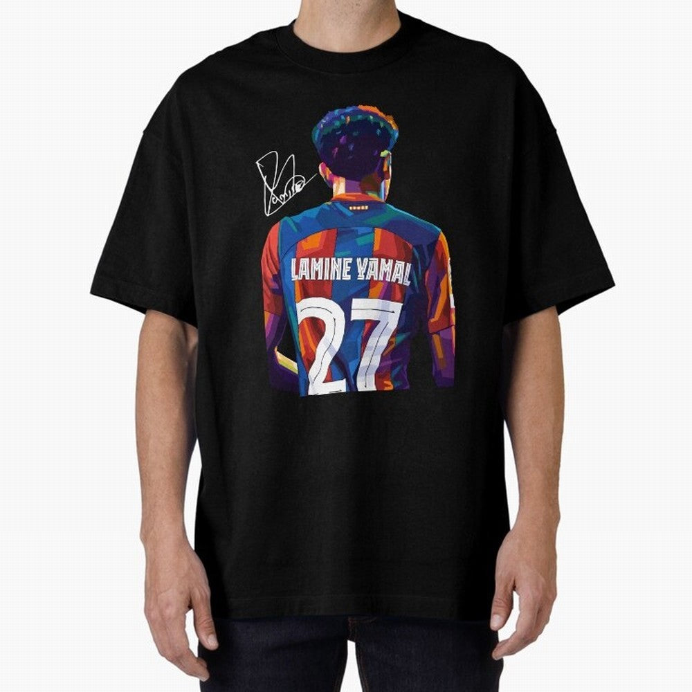 Lamine Yamal Football Player Wpap Art Oversized T-Shirt Show Fan Pride Across Global Football Passion for FIFA World Cup 2026 Group Stage, Centered on Mbappe, England and Germany, Goal Celebration Energy, Supporter Heritage, Football Icons and