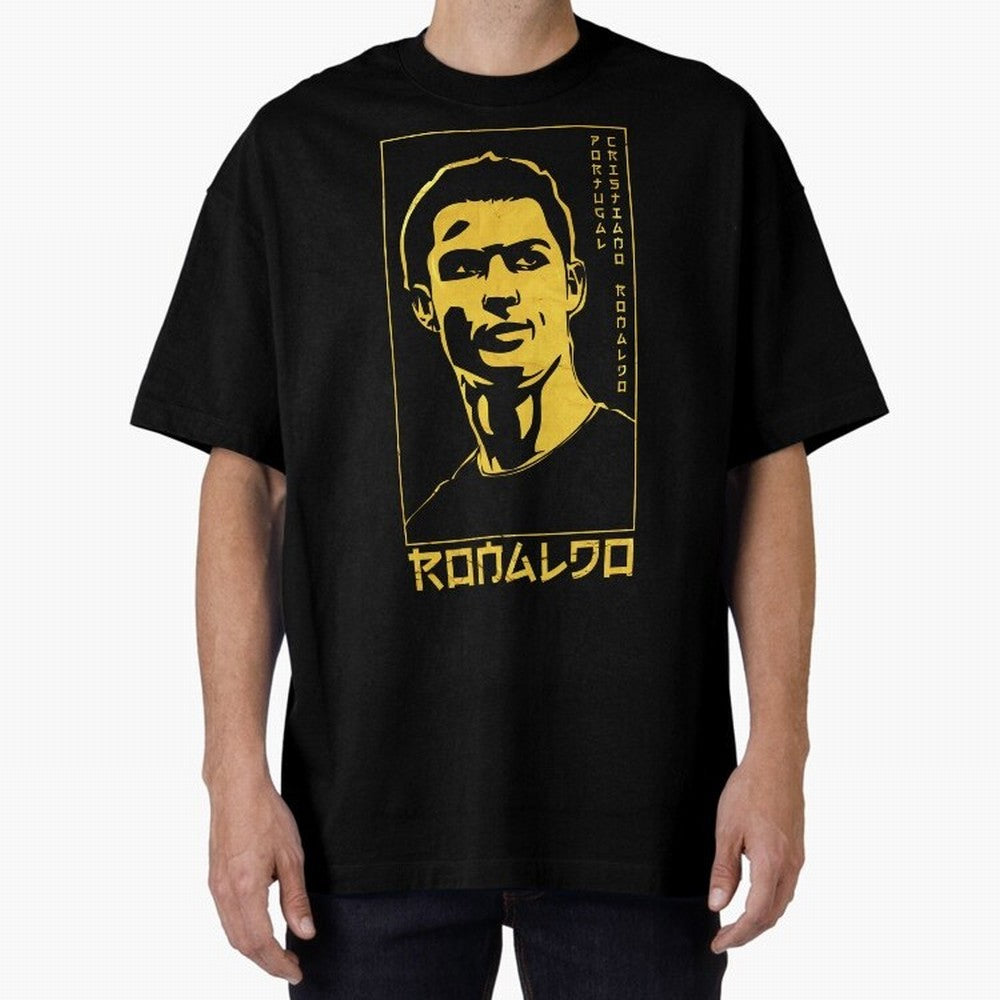 Ronaldo Golden Style Portrait art illustration Oversized T-Shirt Fuel the Hype around FIFA World Cup 2026 USA Canada Mexico Spirit, Made for Brazil, Portugal and Argentina, Messi, Neymar and Mbappe, Supporter Pride, Iconic Celebrations, Legendary