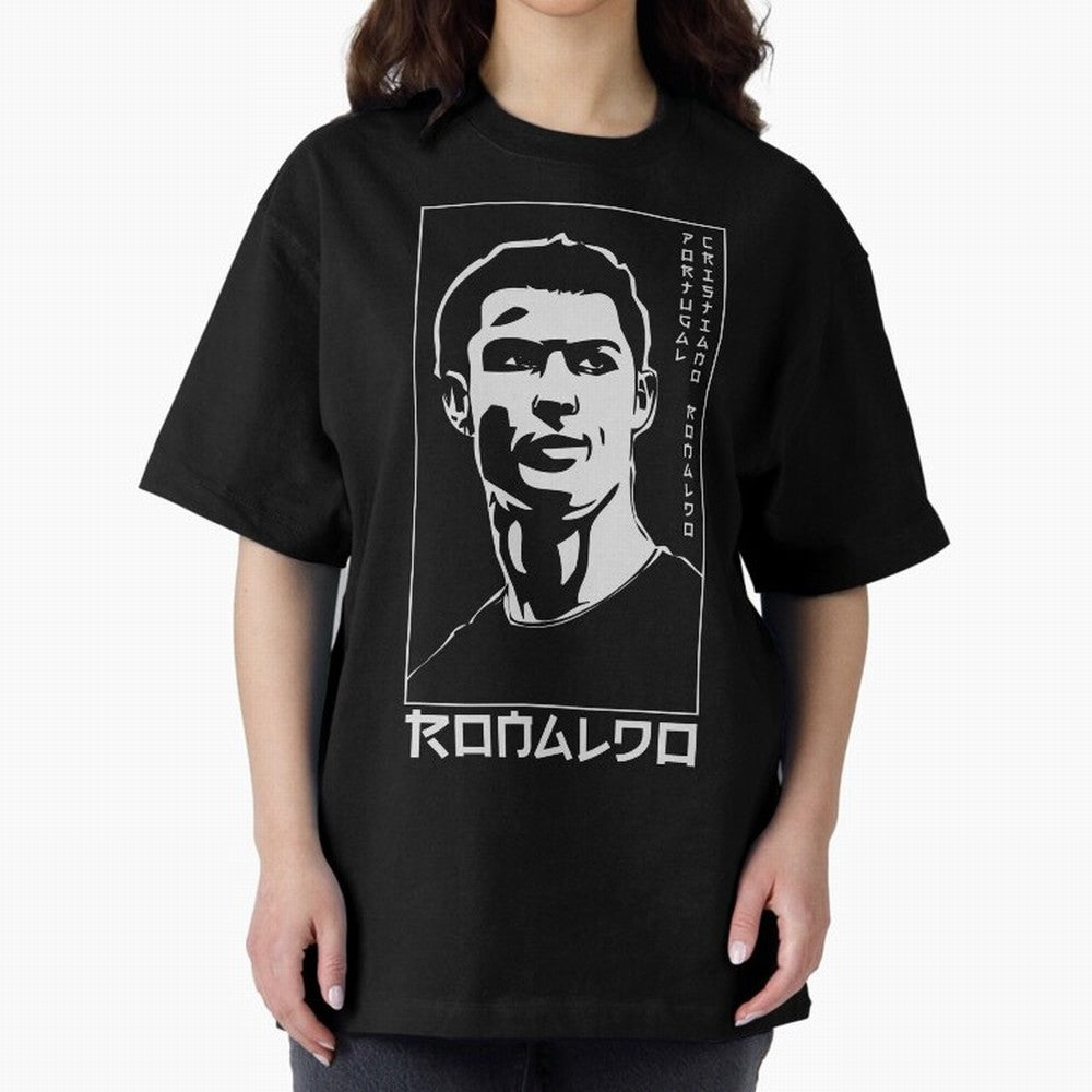 Ronaldo Japanese Style Portrait art illustration Oversized T-Shirt Join the Global Buzz around FIFA World Cup 2026 Group Stage Inspired by Mbappe and Neymar, England and Germany Energy, Game Day Rituals, Football Legends, Country Pride and the Road