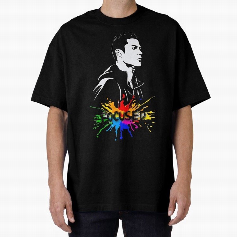 Christiano Ronaldo Focused Oversized T-Shirt Make Your Look Match Match Day Hype around FIFA World Cup 2026, Mbappe, Portugal, Spain and Germany, Fan Favorite Moments, National Team Passion, Big Match Drama and Soccer History; Made for Die Hard