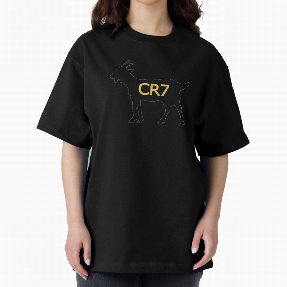 CR7 GOAT Alt Gold Oversized T-Shirt Back the Journey through FIFA World Cup 2026 Celebrating Cristiano Ronaldo, Argentina and Brazil Energy, Goal Celebration Energy, Supporter Heritage, Football Icons and Worldwide Tournament Joy; Perfect for Fans,