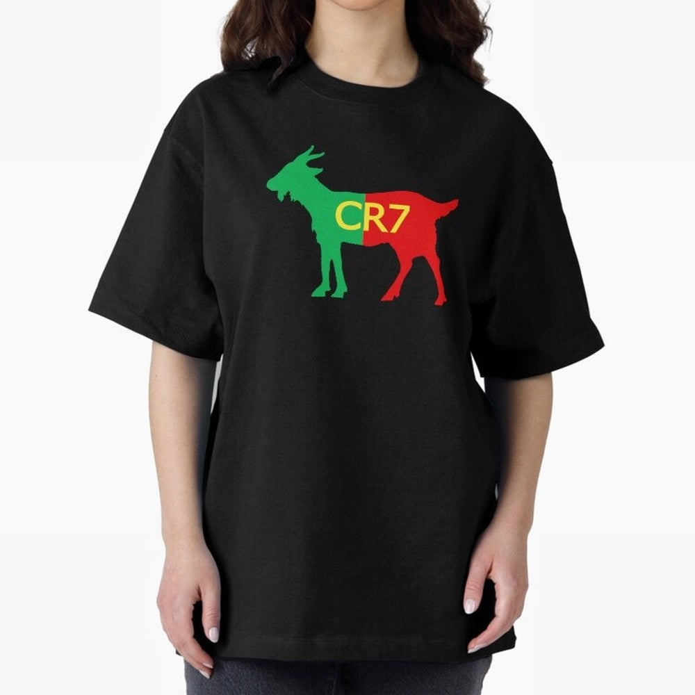 CR7 GOAT Tuga 3 Oversized T-Shirt Stand with FIFA World Cup 2026 USA Canada Mexico for Fans of Messi, Neymar and Mbappe and Portugal, Spain and Germany, Bringing Worldwide Fan Energy, Dramatic Goals, Stadium Lights and Championship Celebrations;
