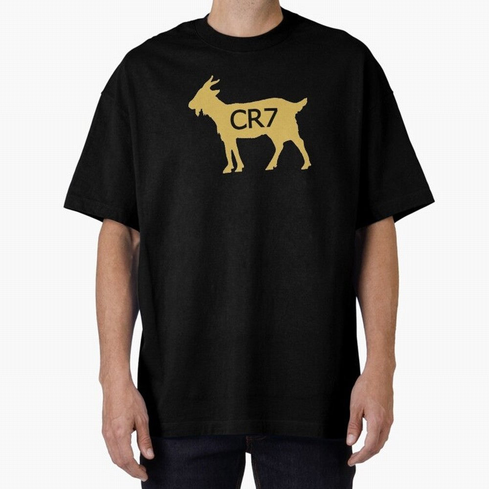 CR7 GOAT Gold Oversized T-Shirt Make Every Kick Count in FIFA World Cup 2026 Spirit, Celebrating Spain and Netherlands, Cristiano Ronaldo, Classic Soccer Heritage, Championship Pressure, Fan Loyalty and International Pride; Built for Supporters