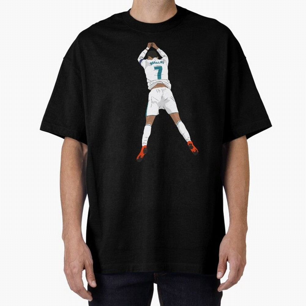 Cristiano Ronaldo Iconic Celebration Oversized T-Shirt Treasure Match Day Hype around FIFA World Cup 2026, Cristiano Ronaldo, Argentina, France and Brazil, Global Supporter Spirit, Legendary Goals, National Colors and Tournament Celebration; Great