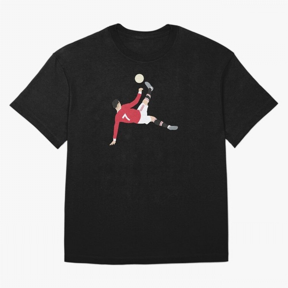 Cristiano Ronaldo Bicycle Kick MUFC Oversized T-Shirt Support Iconic Players in FIFA World Cup 2026 for Fans of Messi, Neymar and Mbappe and Argentina, France and Brazil, Bringing Classic Soccer Heritage, Championship Pressure, Fan Loyalty and