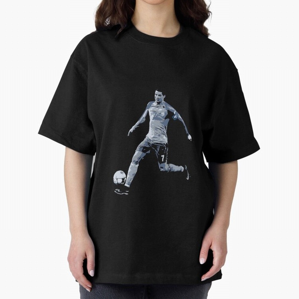Soccer Football Art, Cristiano Ronaldo Oversized T-Shirt Stand Out with Spirit from Global Football Passion for FIFA World Cup 2026 Group Stage, Made for Cristiano Ronaldo, France and Portugal, Match Day Excitement, Supporter Culture, Golden Goals