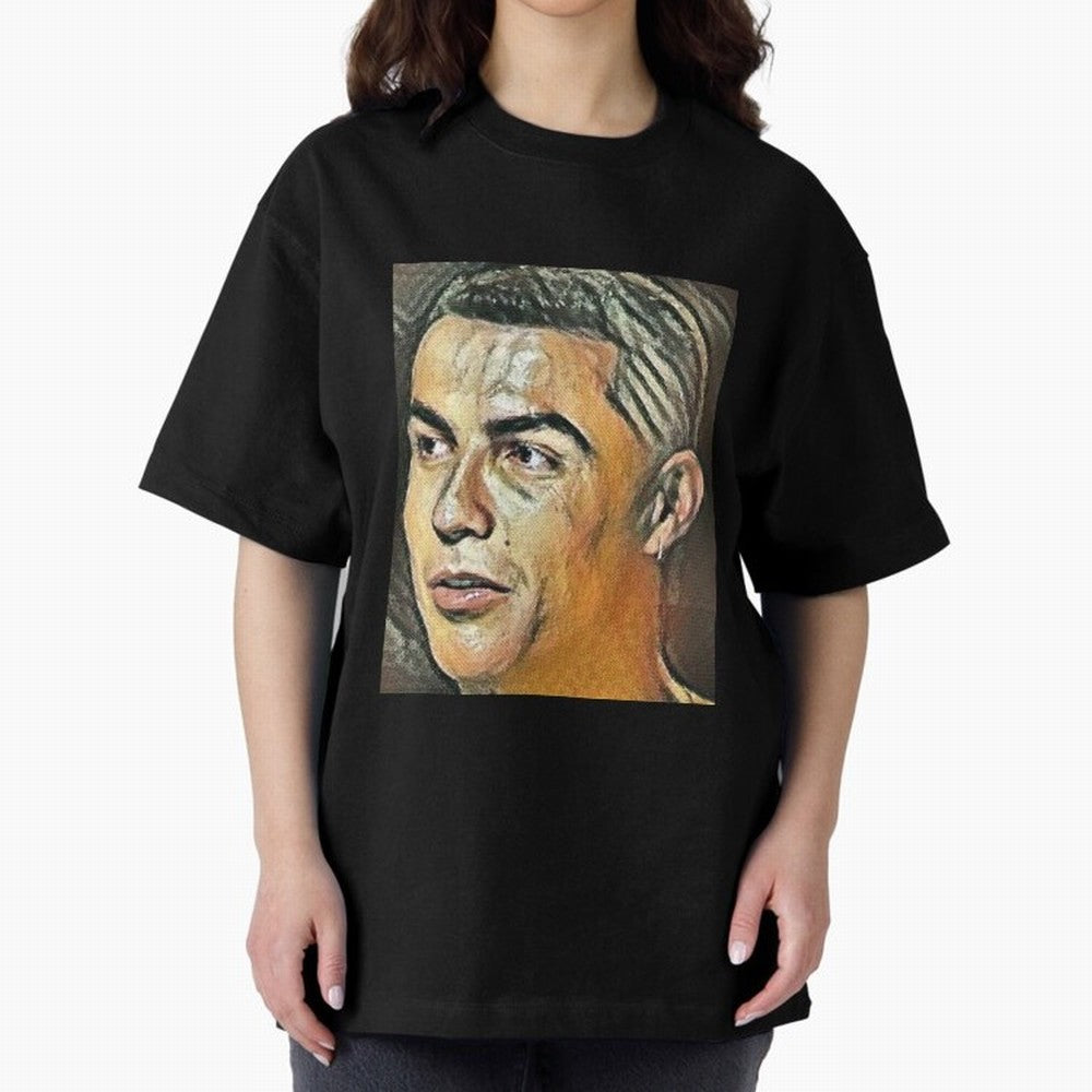 Cristiano Ronaldo Oversized T-Shirt Honor Champions and Dreams in Global Football Passion for FIFA World Cup 2026, Centered on Haaland and Mbappe, Brazil, Championship Spirit, Famous Goals, Roaring Crowds and International Football Unity; Great for