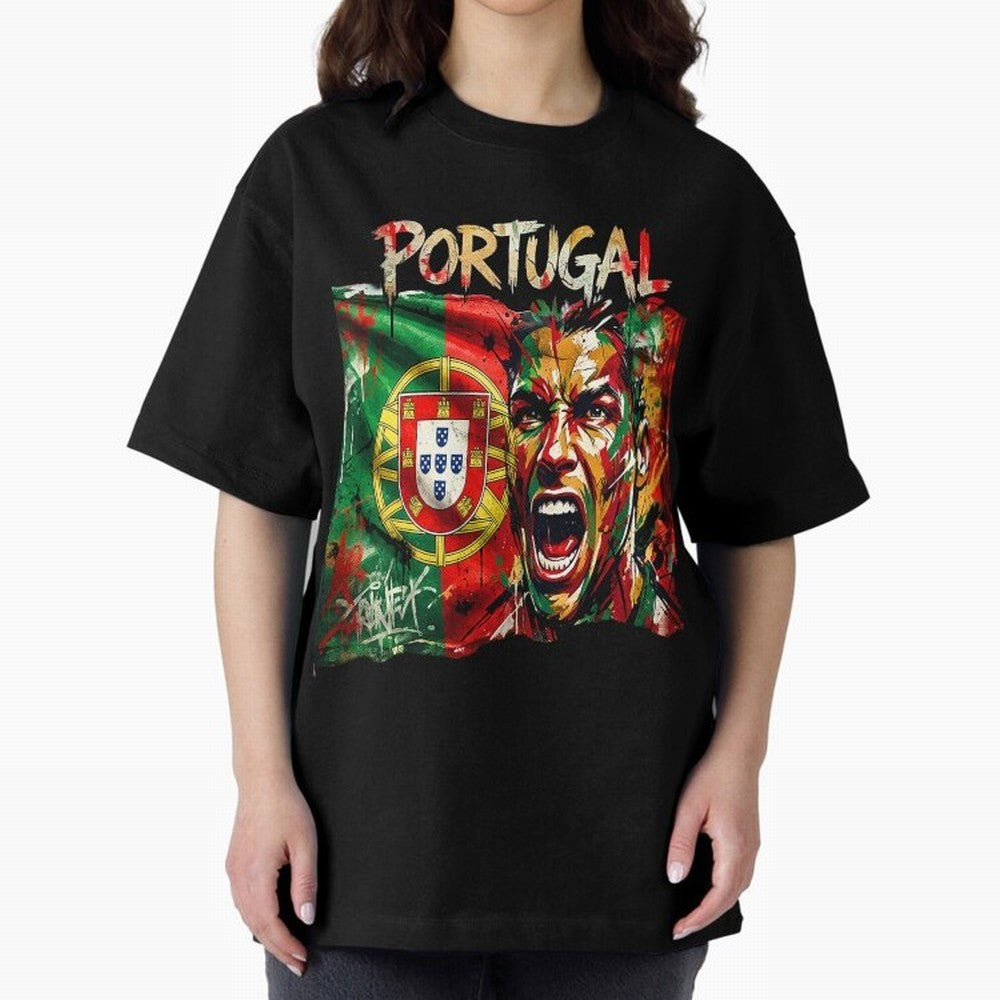 PORTUGAL FOOTBALL TEAM Oversized T-Shirt Keep the Match Day Mood of Global Football Passion for FIFA World Cup 2026 USA Canada Mexico, Featuring Messi, England and Germany, Soccer Culture, Superstar Moments, National Team Dreams and Competitive