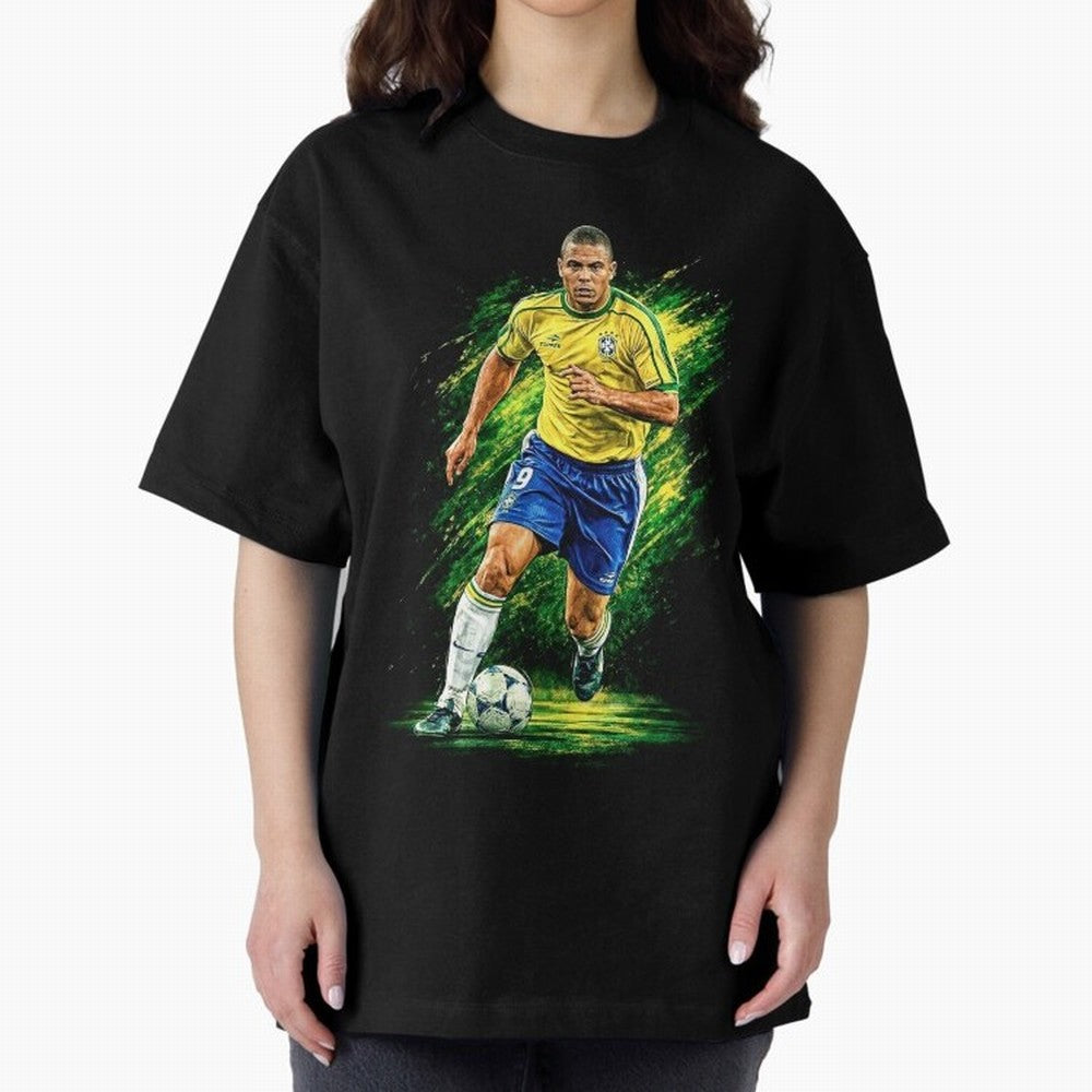 R9 Ronaldo Football Legend Oversized T-Shirt Celebrate Global Passion for FIFA World Cup 2026 USA Canada Mexico for Fans of Neymar, Haaland and Cristiano Ronaldo and England, Bringing Retro Football Energy, Iconic Rivalries, Trophy Chase Drama and