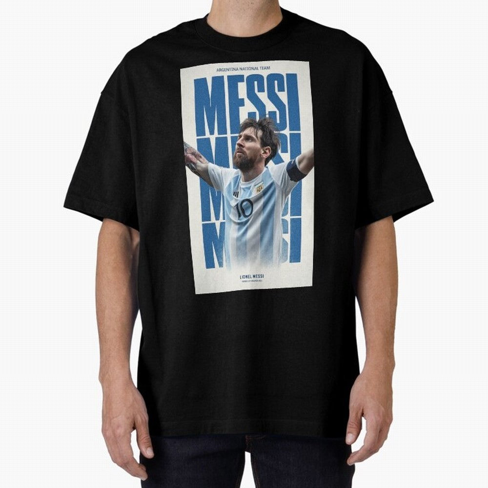 Messi Champion Graphic Oversized T-Shirt Carry the Dream of Match Day Hype around FIFA World Cup 2026 USA Canada Mexico, Cristiano Ronaldo, Spain and Netherlands, Champion Mindset, Group Stage Buzz, Knockout Tension and Passionate Fan Culture;