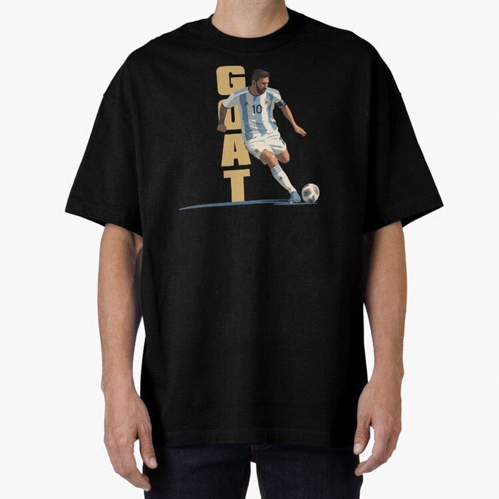 Messi in action GOAT Minimalist Graphic Oversized T-Shirt Turn Every Weekend Toward Match Day Hype around FIFA World Cup 2026 Group Stage, Cristiano Ronaldo, Haaland and CR7, Brazil, Portugal and Argentina, Supporter Pride, Iconic Celebrations,