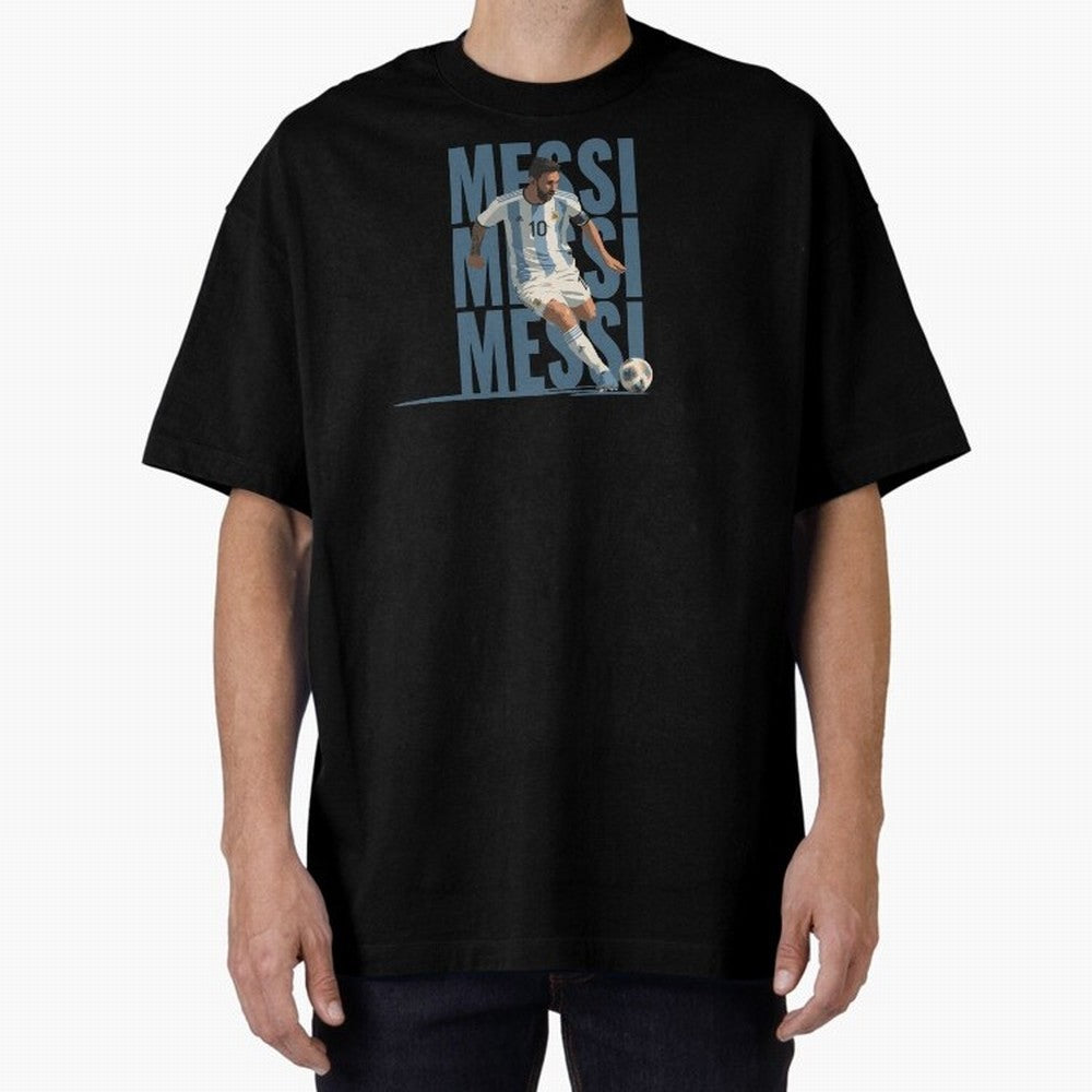 Messi in action Minimalist Graphic Oversized T-Shirt Turn Every Weekend Toward the FIFA World Cup 2026 USA Canada Mexico Journey through Haaland and Mbappe Highlights, Spain Pride, Football Festival Excitement, Trophy Ambitions, Country Rivalries