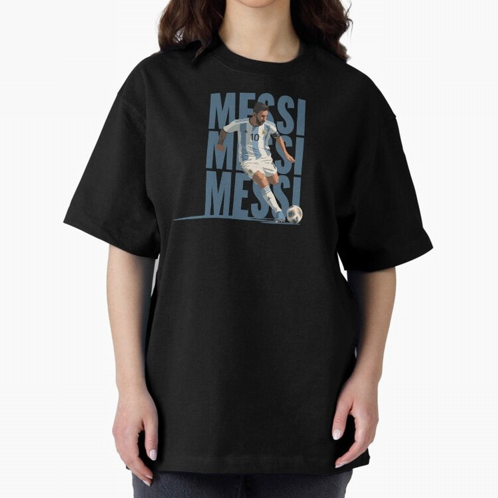 Messi in action Minimalist Graphic Oversized T-Shirt Turn Every Weekend Toward the FIFA World Cup 2026 USA Canada Mexico Journey through Haaland and Mbappe Highlights, Spain Pride, Football Festival Excitement, Trophy Ambitions, Country Rivalries