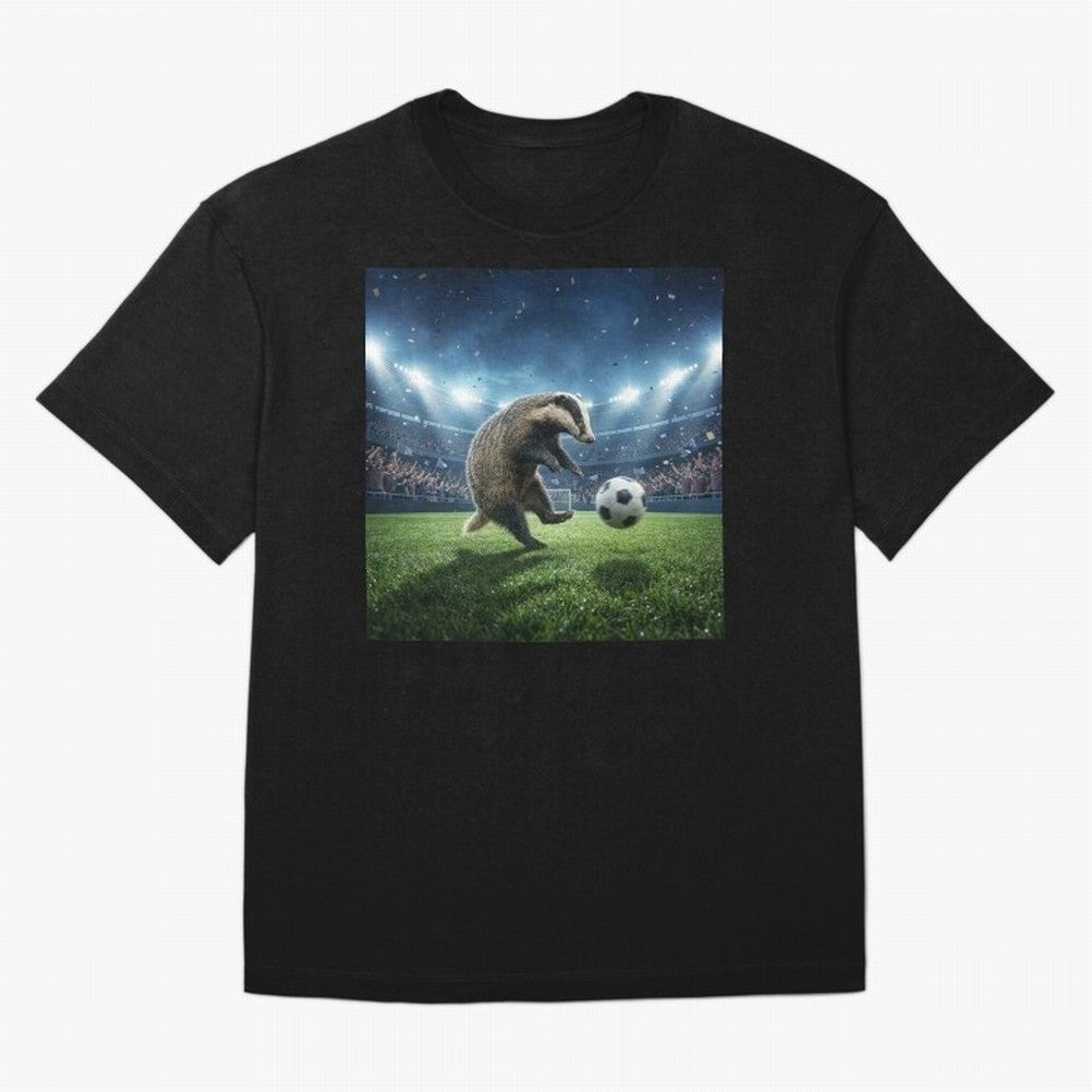 Dynamic Badger Plays Soccer Like Ronaldo Oversized T-Shirt Turn Every Weekend Toward FIFA World Cup 2026 Group Stage Celebrating Messi, England and Germany Energy, Stadium Memories, Football Loyalty, International Chants and Championship Tradition;