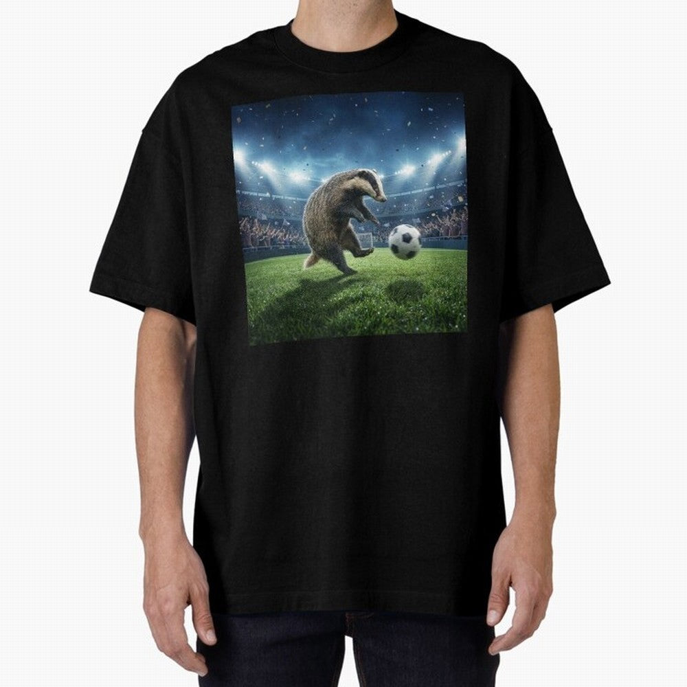 Dynamic Badger Plays Soccer Like Ronaldo Oversized T-Shirt Turn Every Weekend Toward FIFA World Cup 2026 Group Stage Celebrating Messi, England and Germany Energy, Stadium Memories, Football Loyalty, International Chants and Championship Tradition;