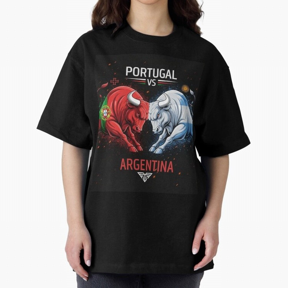 Messi vs Ronaldo Oversized T-Shirt Bring Trophy Dreams to FIFA World Cup 2026 Group Stage for Fans of Haaland and England, Bringing Stadium Chants, National Pride, Trophy Dreams and Unforgettable Football Memories; Perfect for People Who Love