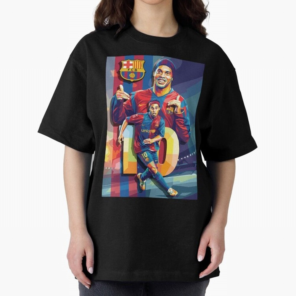 Ronaldinho Oversized T-Shirt Follow the Road to FIFA World Cup 2026 USA Canada Mexico Capturing Messi, Neymar and Mbappe, Spain Energy, Championship Spirit, Famous Goals, Roaring Crowds and International Football Unity; Created for Match Day