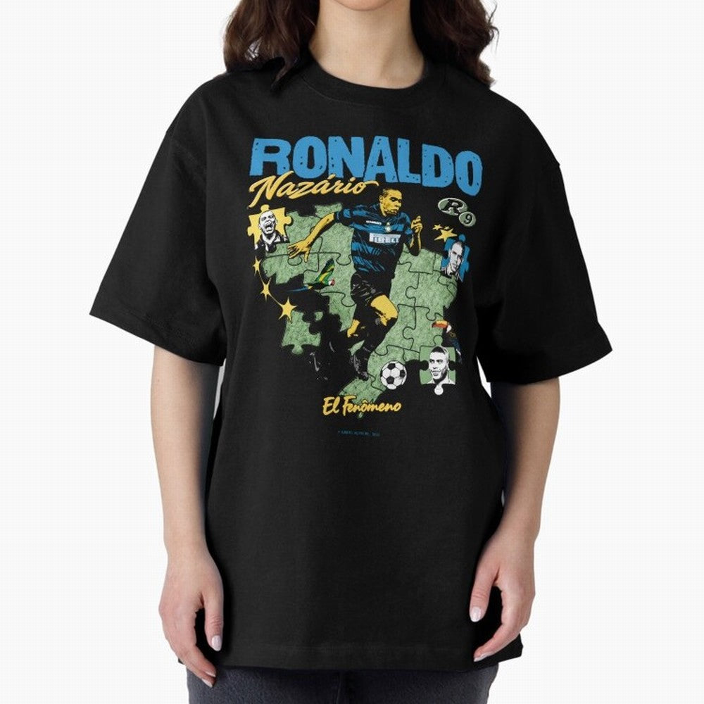 R9 Ronaldo Nazario Retro Brazil Soccer Oversized T-Shirt Turn Up for FIFA World Cup 2026 USA Canada Mexico for Fans of CR7 and Messi and Argentina and Brazil, Bringing Fan Favorite Moments, National Team Passion, Big Match Drama and Soccer History;