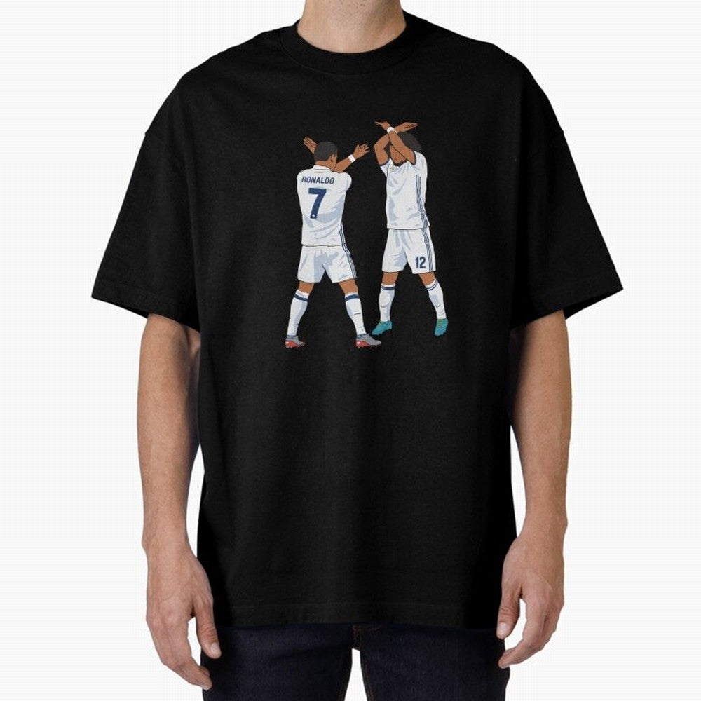 Ronaldo Madrid Celebration Duo Oversized T-Shirt Follow Every Goal of FIFA World Cup 2026 USA Canada Mexico Built around Haaland, Brazil Energy, Match Day Excitement, Supporter Culture, Golden Goals and Global Football Passion; Ideal for Passionate