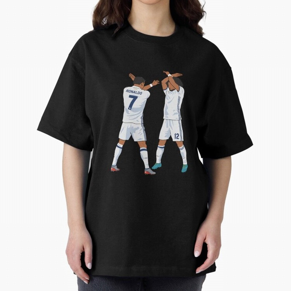 Ronaldo Madrid Celebration Duo Oversized T-Shirt Follow Every Goal of FIFA World Cup 2026 USA Canada Mexico Built around Haaland, Brazil Energy, Match Day Excitement, Supporter Culture, Golden Goals and Global Football Passion; Ideal for Passionate