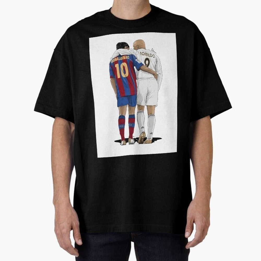 Ronaldinho & Ronaldo R9 Classic Football Legend - La Liga Derby Oversized T-Shirt Share the FIFA World Cup 2026 USA Canada Mexico Journey through CR7 and Messi Highlights, Portugal, Spain and Germany Pride, Stadium Memories, Football Loyalty,