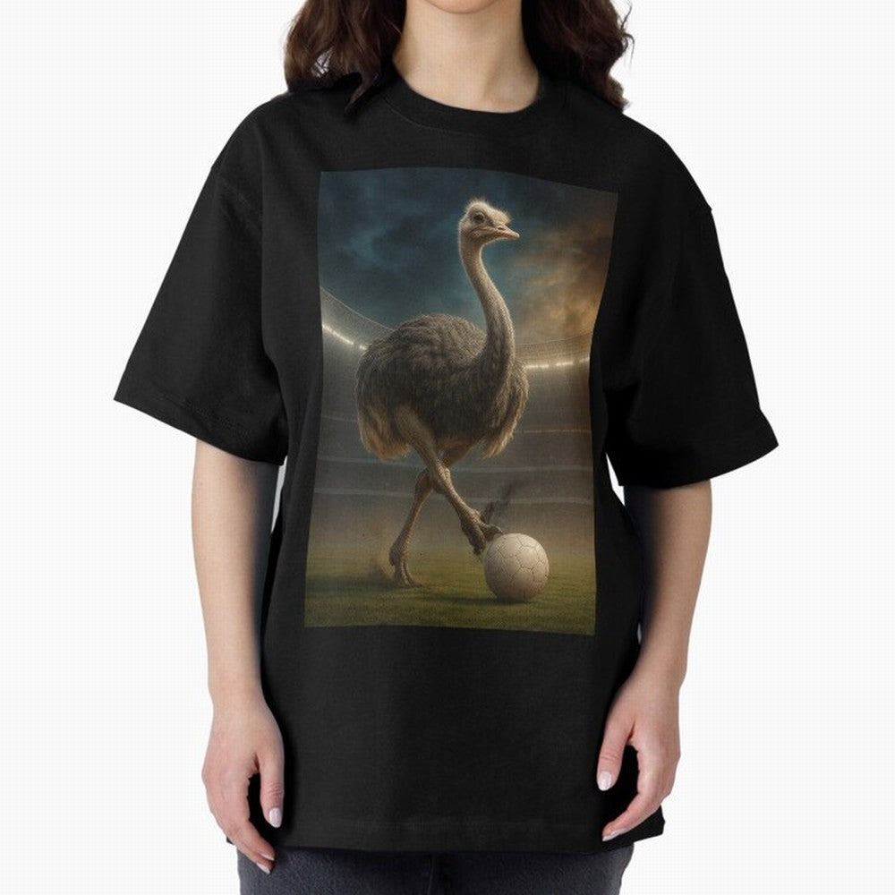 Ostrich Plays Soccer Oversized T-Shirt Feel FIFA World Cup 2026 USA Canada Mexico Spirit, Filled with Argentina, France and Brazil, Messi, Sports Nostalgia, International Competition, Famous Players and Unforgettable Victories; Perfect for Fans,