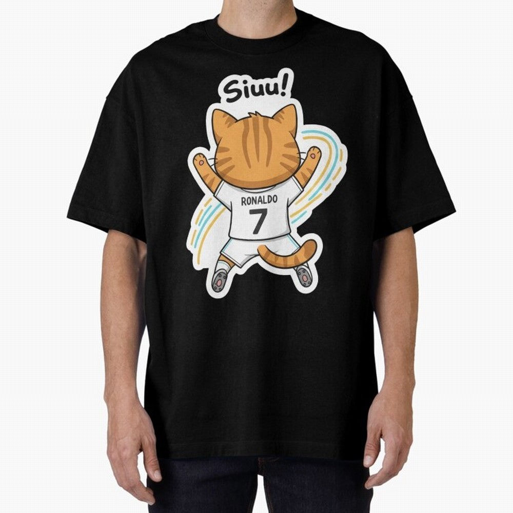 Kitten - Funny Siuuu Celebration Cat Meme | Ronaldo Oversized T-Shirt Fuel Your Fan Pride for Match Day Hype around FIFA World Cup 2026, Haaland and Mbappe, England and Germany, Football Festival Excitement, Trophy Ambitions, Country Rivalries and