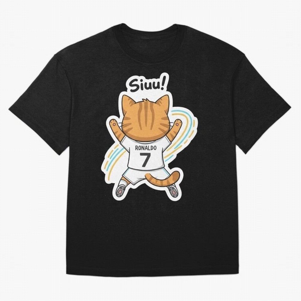 Kitten - Funny Siuuu Celebration Cat Meme | Ronaldo Oversized T-Shirt Fuel Your Fan Pride for Match Day Hype around FIFA World Cup 2026, Haaland and Mbappe, England and Germany, Football Festival Excitement, Trophy Ambitions, Country Rivalries and