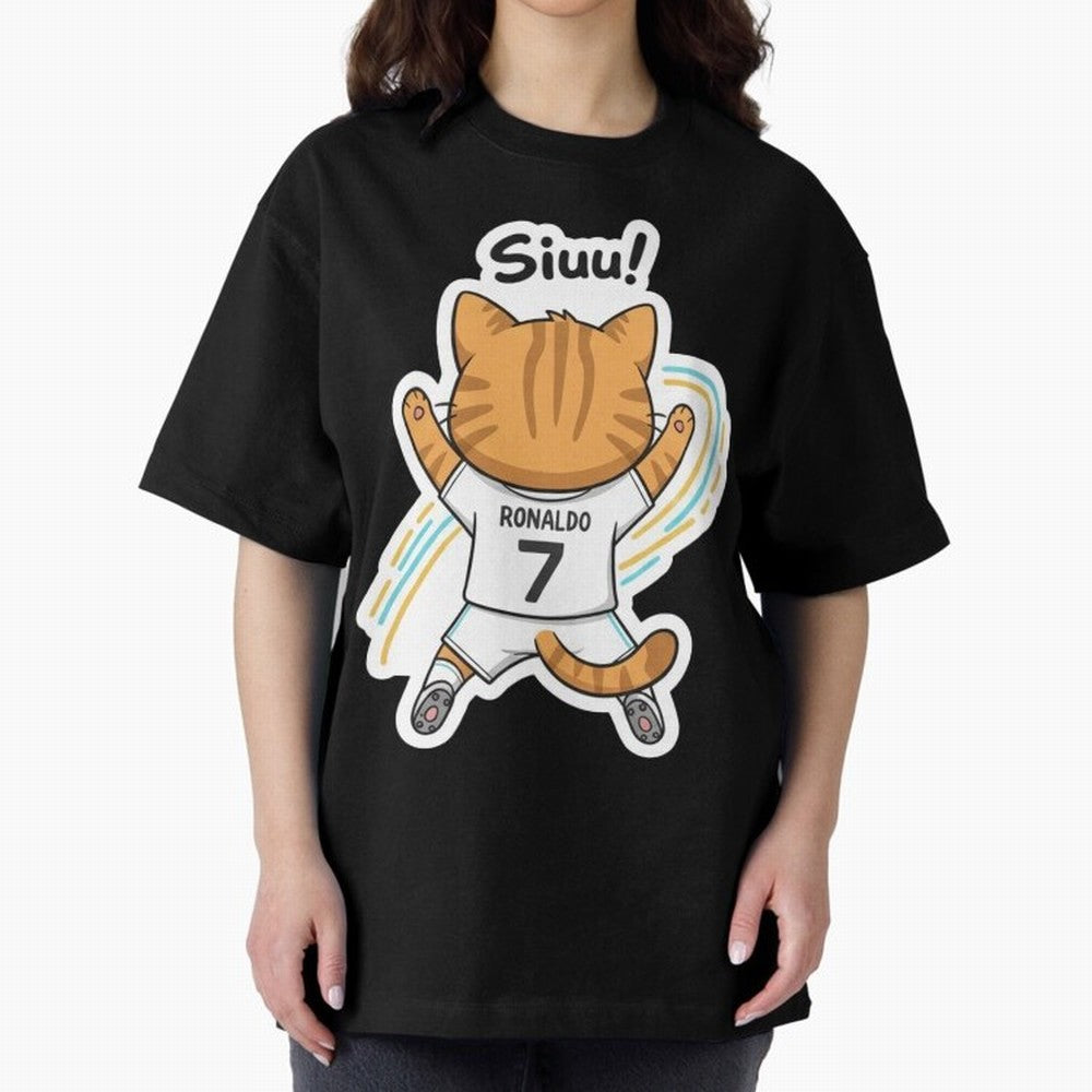 Kitten - Funny Siuuu Celebration Cat Meme | Ronaldo Oversized T-Shirt Fuel Your Fan Pride for Match Day Hype around FIFA World Cup 2026, Haaland and Mbappe, England and Germany, Football Festival Excitement, Trophy Ambitions, Country Rivalries and