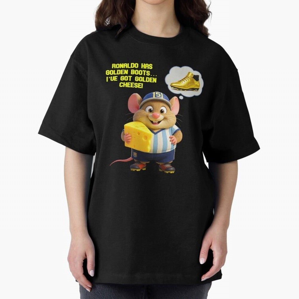 Zippy¡¯s Golden Cheese vs Ronaldo Oversized T-Shirt Bring a Vintage Feel to the FIFA World Cup 2026 Journey through Messi Highlights, Netherlands Pride, Sports Nostalgia, International Competition, Famous Players and Unforgettable Victories; Great