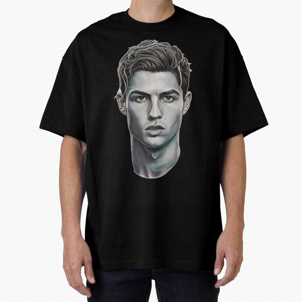 Ronaldo drawing 2008 Oversized T-Shirt Relive Legendary Nights from FIFA World Cup 2026 Group Stage Filled with Messi, CR7 and Mbappe, Netherlands Energy, Championship Spirit, Famous Goals, Roaring Crowds and International Football Unity; Ideal for