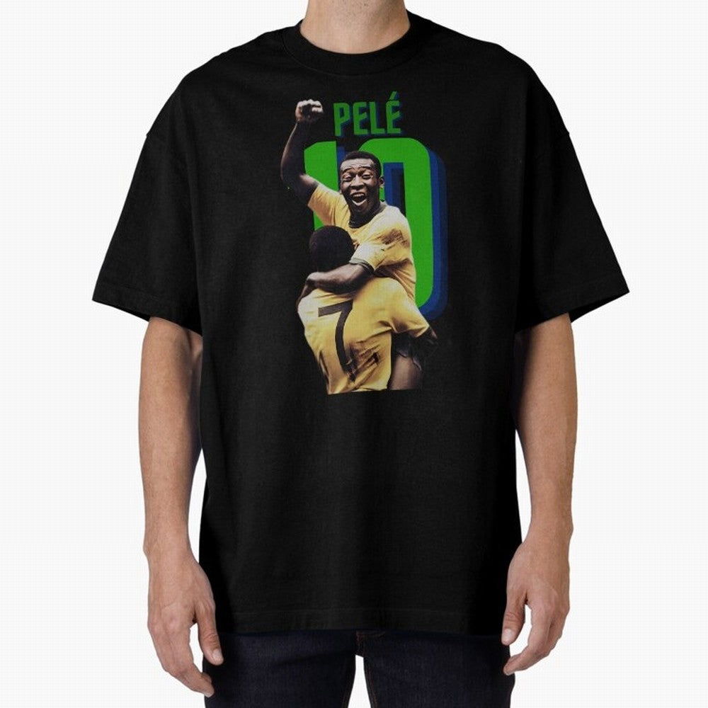 Pele 10 Oversized T-Shirt Wear the Spirit of Match Day Hype around FIFA World Cup 2026 USA Canada Mexico, Haaland, Portugal, Spain and Germany, Vintage Soccer Flavor, Modern Football Stars, National Flags and Final Night Emotion; Made for