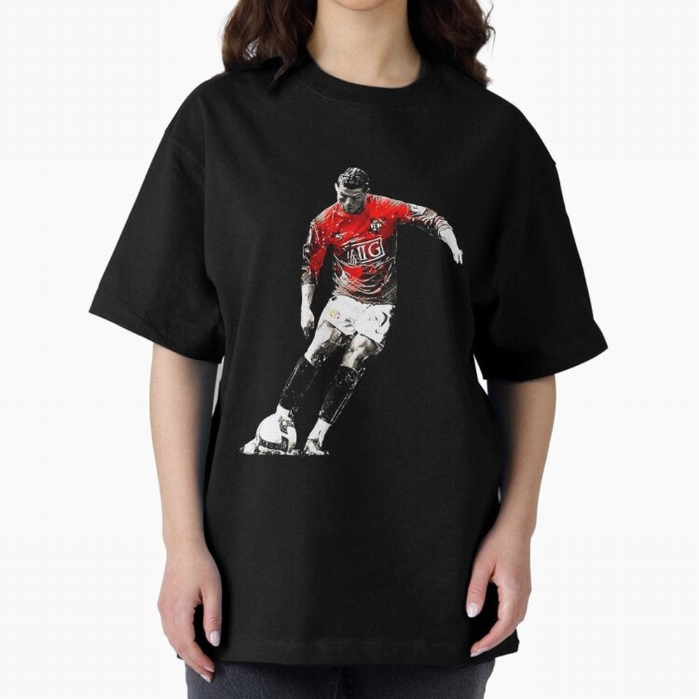 CR7 Artwork For Soccer Fans Gift For Football Lovers Oversized T-Shirt Bring Home Global Football Passion for FIFA World Cup 2026, Connected to Haaland, Portugal, Spain and Germany, Retro Football Energy, Iconic Rivalries, Trophy Chase Drama and