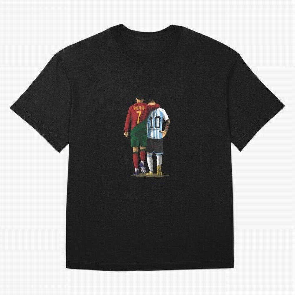 Messi Ronaldo Chit Chat Illustration Classic Oversized T-Shirt Support the Legends of FIFA World Cup 2026 Group Stage Built around Haaland and Mbappe, Argentina Energy, Football History, Final Match Energy, Crowd Noise and Once in a Lifetime