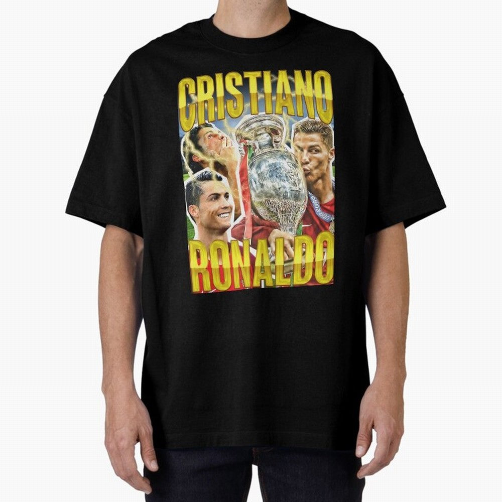 Ronaldo Siuuu Celebration Silhouette Design For Football Fans, Gift For Soccer Enthusiasts Oversized T-Shirt Feel Match Day Hype around FIFA World Cup 2026 USA Canada Mexico, Messi, Argentina, France and Brazil, Football Festival Excitement, Trophy