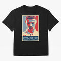Ronaldo Poster Style Pop Art Design For Football Fans Gift For Soccer Enthusiasts Oversized T-Shirt Represent Fans Who Live for Match Day Hype around FIFA World Cup 2026 USA Canada Mexico, Haaland and Mbappe, Brazil, Portugal and Argentina, Global