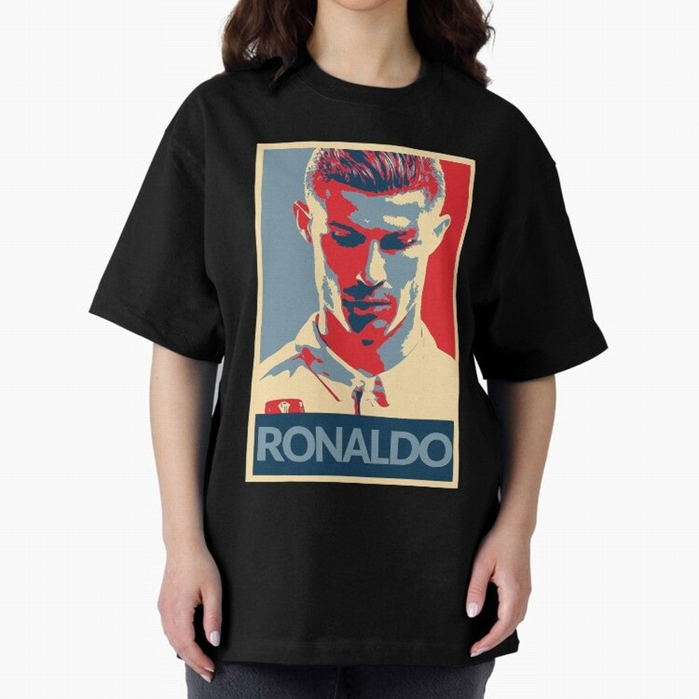 Ronaldo Poster Style Pop Art Design For Football Fans Gift For Soccer Enthusiasts Oversized T-Shirt Represent Fans Who Live for Match Day Hype around FIFA World Cup 2026 USA Canada Mexico, Haaland and Mbappe, Brazil, Portugal and Argentina, Global