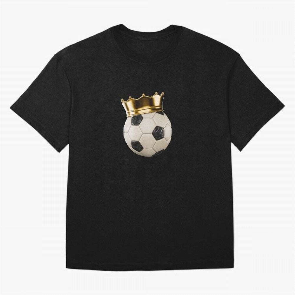 Soccer Ball with Kings Crown, Sticker Illustration Oversized T-Shirt Follow the Road to FIFA World Cup 2026 Spirit, Capturing England, Cristiano Ronaldo, Haaland and CR7, Sports Nostalgia, International Competition, Famous Players and Unforgettable