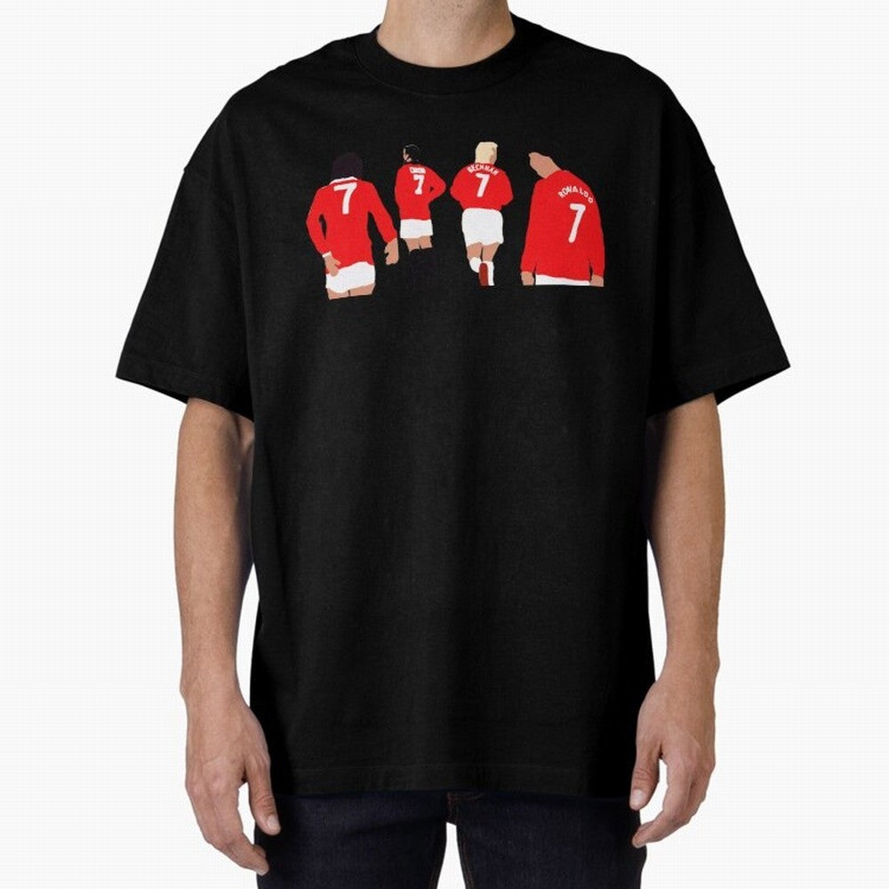 Manchester United Legends Number 7 Best Cantona Beckham Ronaldo Poster Oversized T-Shirt Join the Countdown to Match Day Hype around FIFA World Cup 2026, Cristiano Ronaldo, Haaland and CR7, Portugal, Football Passion, Legendary Performances,