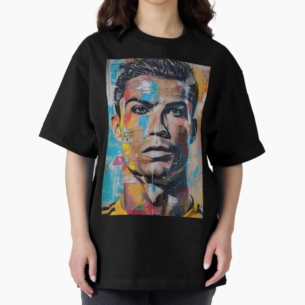 Christiano Ronaldo Oversized T-Shirt Support FIFA World Cup 2026 Group Stage Centered on Haaland and Mbappe, Spain and Netherlands Energy, Football Festival Excitement, Trophy Ambitions, Country Rivalries and Star Player Buzz; Ideal for Football