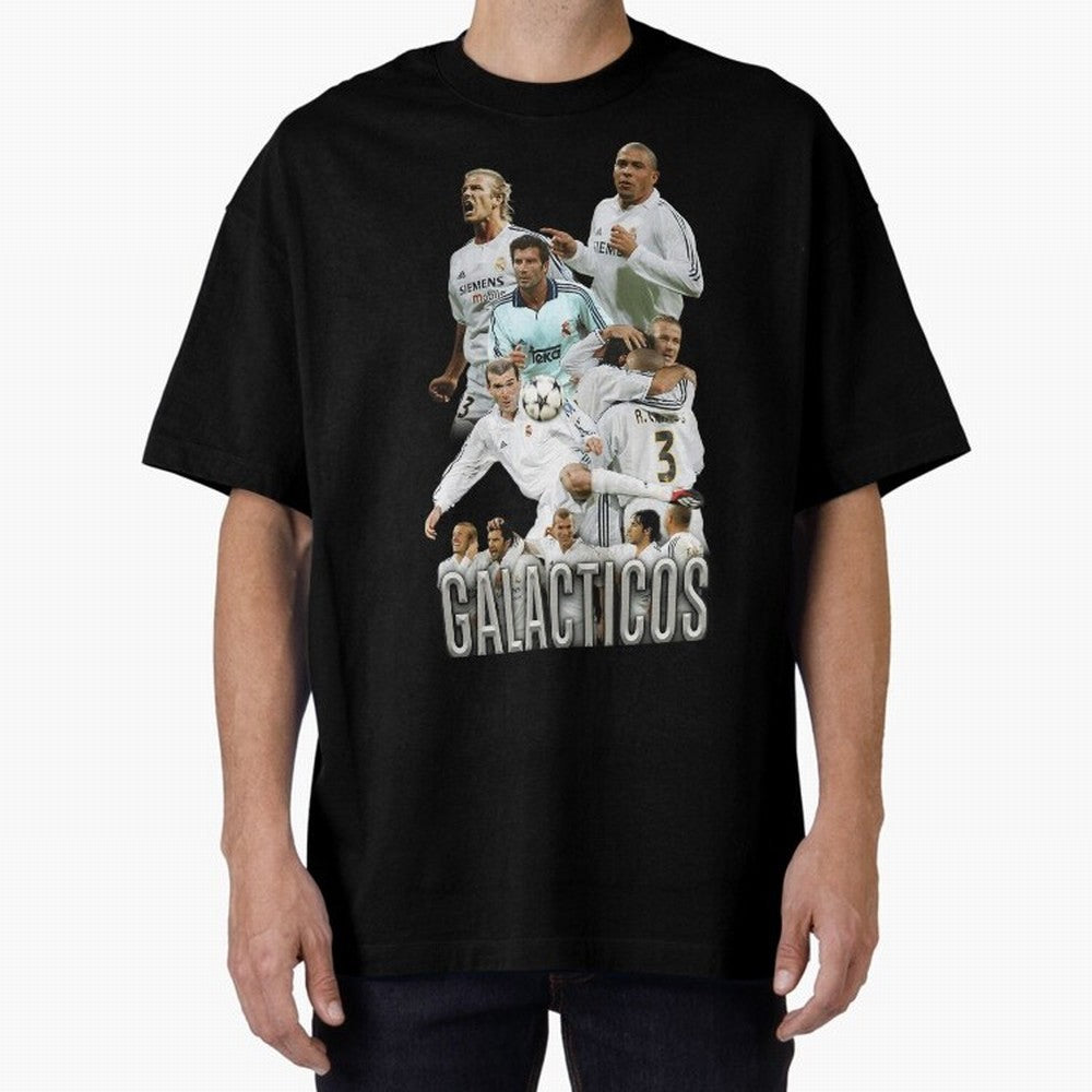 Real Madrid Galacticos Soccer Legends Collage Poster Oversized T-Shirt Celebrate the Road through FIFA World Cup 2026 Spirit, Driven by Portugal, Cristiano Ronaldo, Classic Soccer Heritage, Championship Pressure, Fan Loyalty and International