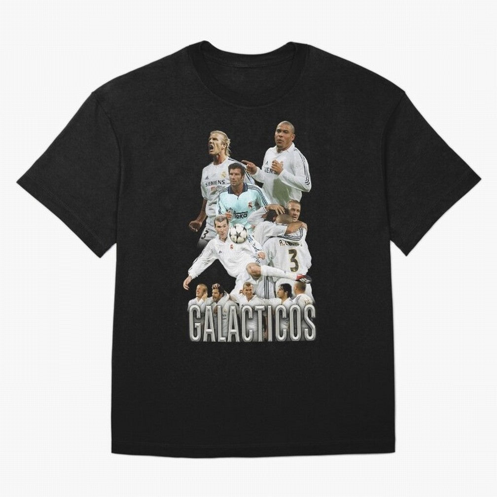 Real Madrid Galacticos Soccer Legends Collage Poster Oversized T-Shirt Celebrate the Road through FIFA World Cup 2026 Spirit, Driven by Portugal, Cristiano Ronaldo, Classic Soccer Heritage, Championship Pressure, Fan Loyalty and International