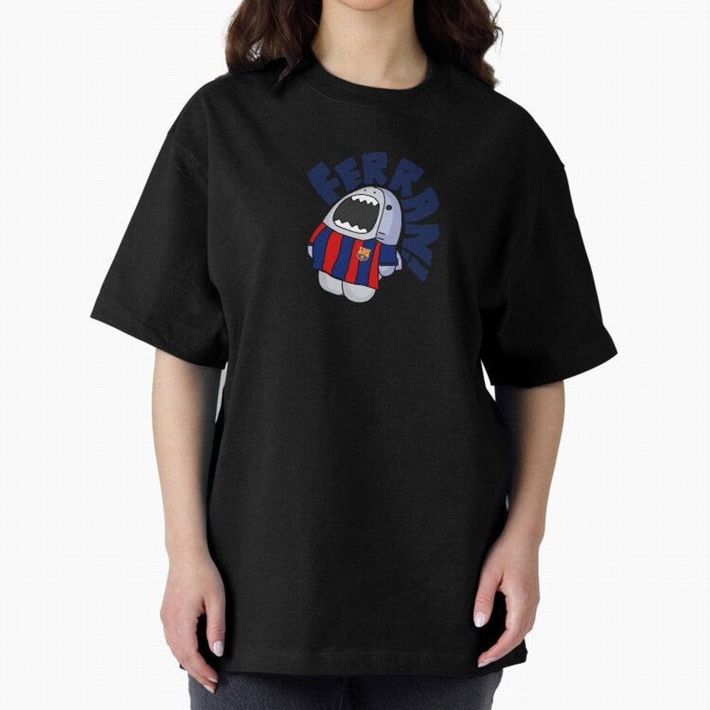 Ferran shark sticker Oversized T-Shirt Show Support during FIFA World Cup 2026 Group Stage for Fans of Messi, Neymar and Mbappe and Brazil, Bringing Championship Spirit, Famous Goals, Roaring Crowds and International Football Unity; Ideal for
