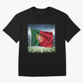 Portugal Flag 3D Football Design ¨C Supporters Portugal Oversized T-Shirt Show Support during the FIFA World Cup 2026 Group Stage Journey through Messi and Cristiano Ronaldo Highlights, Brazil Pride, Match Day Excitement, Supporter Culture, Golden