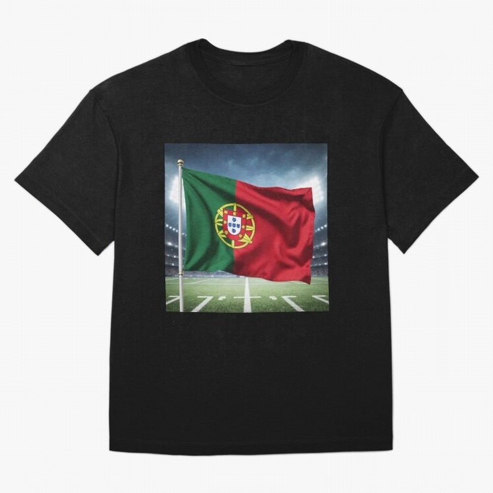 Portugal Flag 3D Football Design ¨C Supporters Portugal Oversized T-Shirt Show Support during the FIFA World Cup 2026 Group Stage Journey through Messi and Cristiano Ronaldo Highlights, Brazil Pride, Match Day Excitement, Supporter Culture, Golden