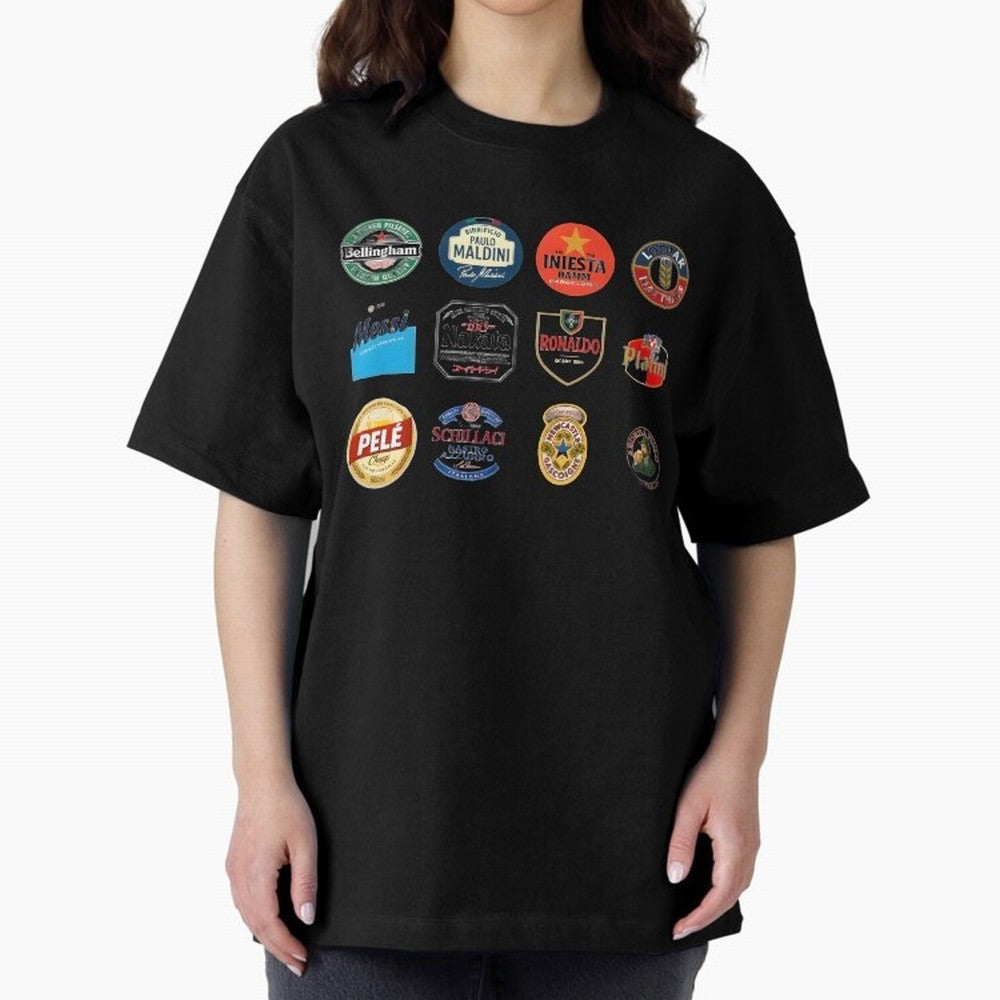 Legendary Lager Lineup ¨C Football Icons as Beer Labels (Sticker Set / Poster) Oversized T-Shirt Celebrate Football Dreams Across FIFA World Cup 2026 Group Stage Spirit, Connected to Argentina, France and Brazil, CR7, Football Festival Excitement,