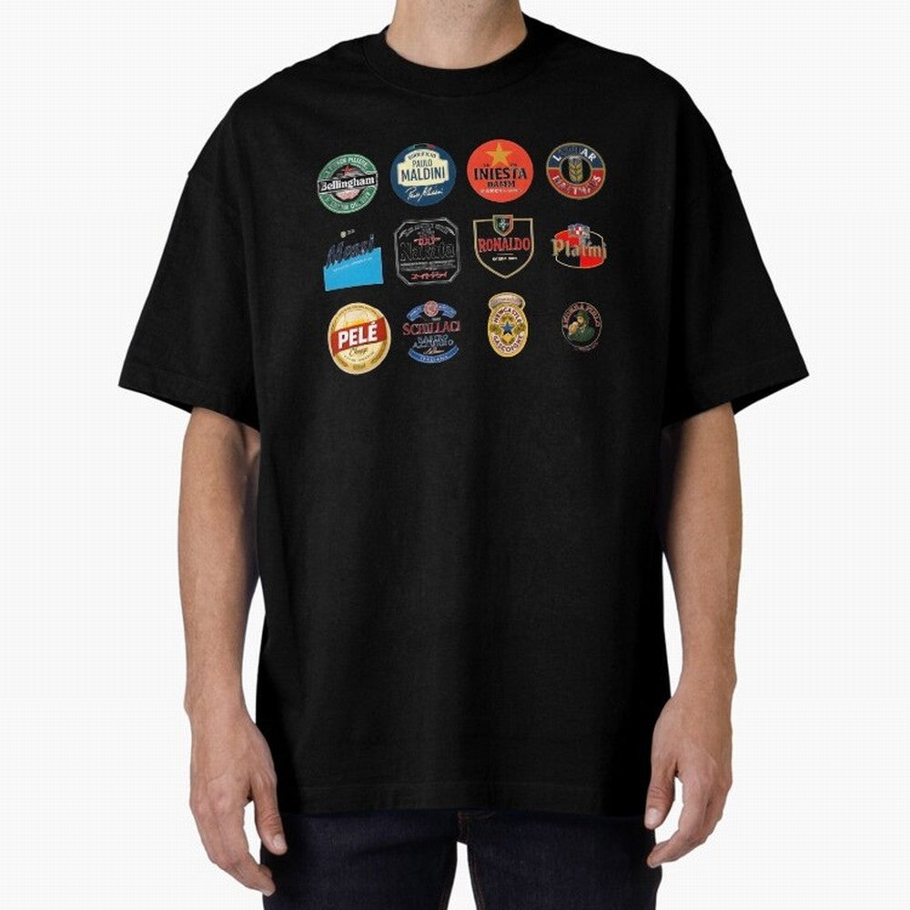 Legendary Lager Lineup ¨C Football Icons as Beer Labels (Sticker Set / Poster) Oversized T-Shirt Celebrate Football Dreams Across FIFA World Cup 2026 Group Stage Spirit, Connected to Argentina, France and Brazil, CR7, Football Festival Excitement,