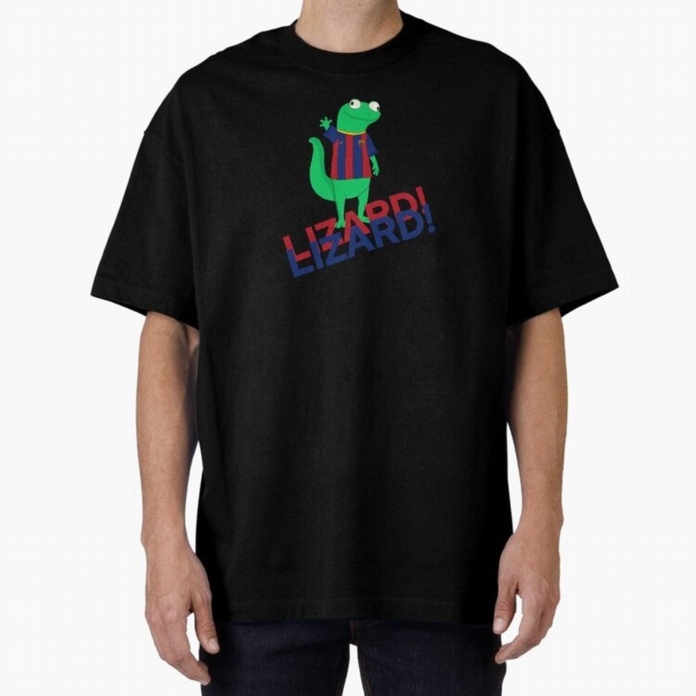 Viral lizard meme fcbarcelona Oversized T-Shirt Celebrate the Biggest Stage of the FIFA World Cup 2026 Group Stage Journey through Messi, Neymar and Mbappe Highlights, England and Germany Pride, Worldwide Fan Energy, Dramatic Goals, Stadium Lights