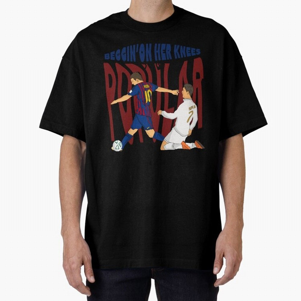 Messi and Ronaldo elclassico moment Oversized T-Shirt Show Up for the Glory of Global Football Passion for FIFA World Cup 2026 USA Canada Mexico, Built around Messi, CR7 and Mbappe, Portugal, Spain and Germany, Football History, Final Match Energy,