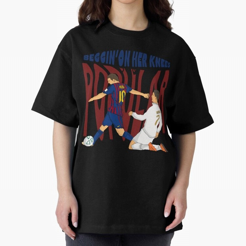 Messi and Ronaldo elclassico moment Oversized T-Shirt Show Up for the Glory of Global Football Passion for FIFA World Cup 2026 USA Canada Mexico, Built around Messi, CR7 and Mbappe, Portugal, Spain and Germany, Football History, Final Match Energy,